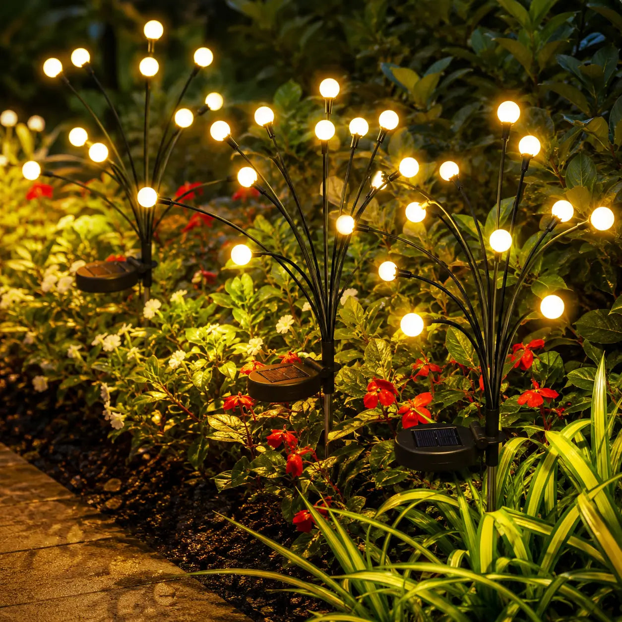 Flexible Swaying Solar Firefly Landscape Stake Lights