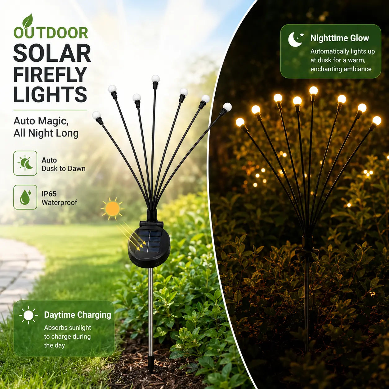Flexible Swaying Solar Firefly Landscape Stake Lights