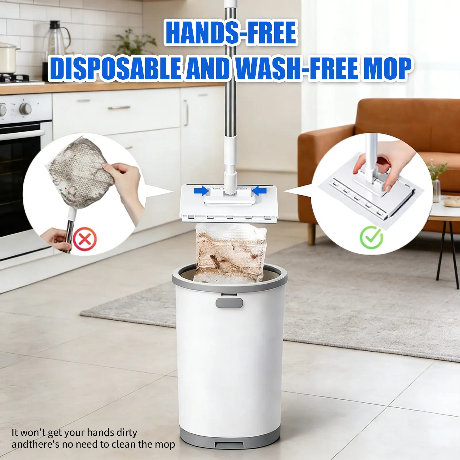 SOPAMI Hands-Free Automatic Cloth Changing Dust Mop & Floor Cleaner