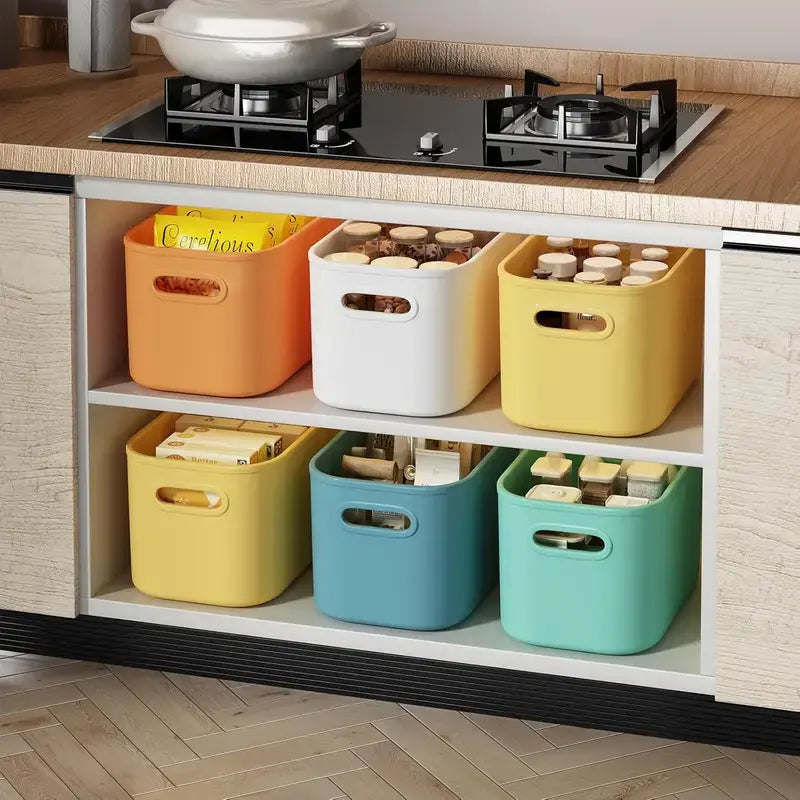 6-Piece Colorful Stackable Desktop Storage Baskets with Lids