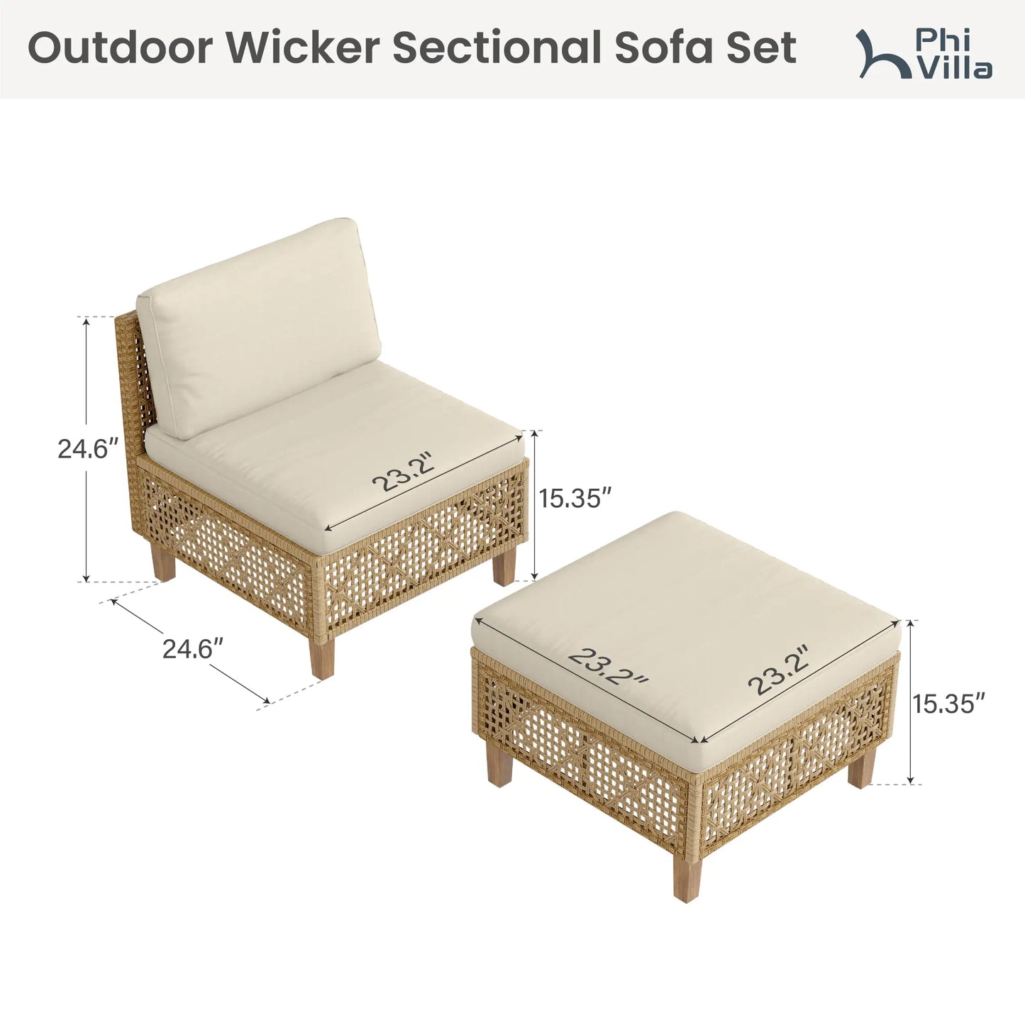 Bohemian Wicker Modular Patio Sectional Set with Integrated Storage Coffee Table