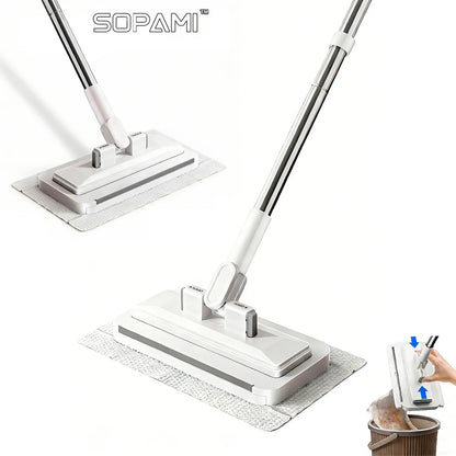 SOPAMI Hands-Free Automatic Cloth Changing Dust Mop & Floor Cleaner
