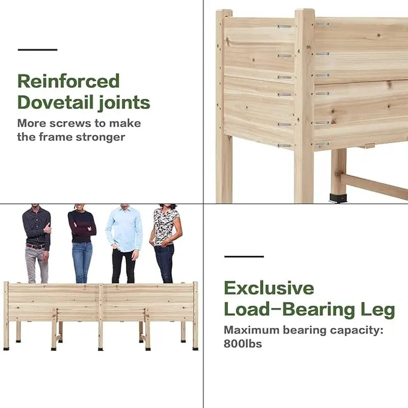 Heavy-Duty Deep-Root Wood Raised Garden Bed Planter