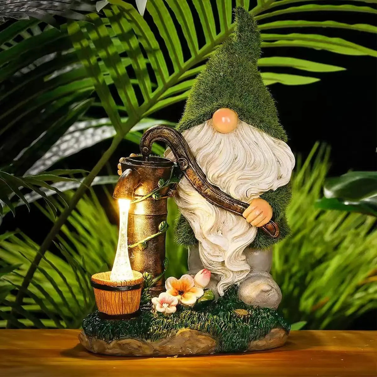 Solar-Powered 11" Welcoming Spring Garden Gnome Statue