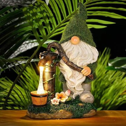 Solar-Powered 11" Welcoming Spring Garden Gnome Statue