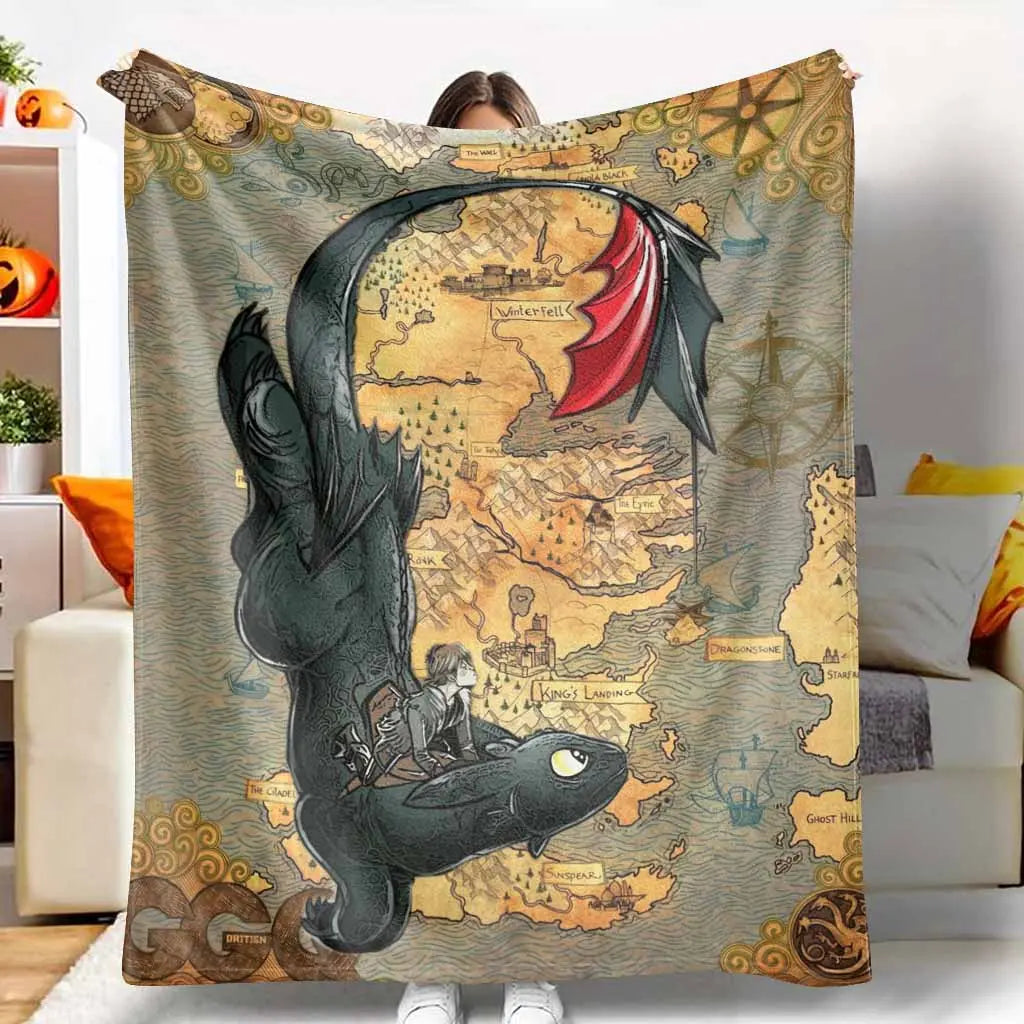 The Dragon Rider Vintage Skies Flannel Throw Blanket – Alpha Edition