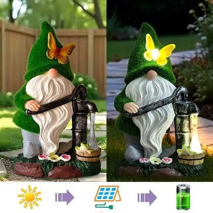 Solar-Powered 11" Welcoming Spring Garden Gnome Statue
