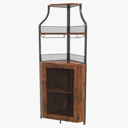 5-Tier L-Shaped Industrial Corner Bar & Liquor Cabinet
