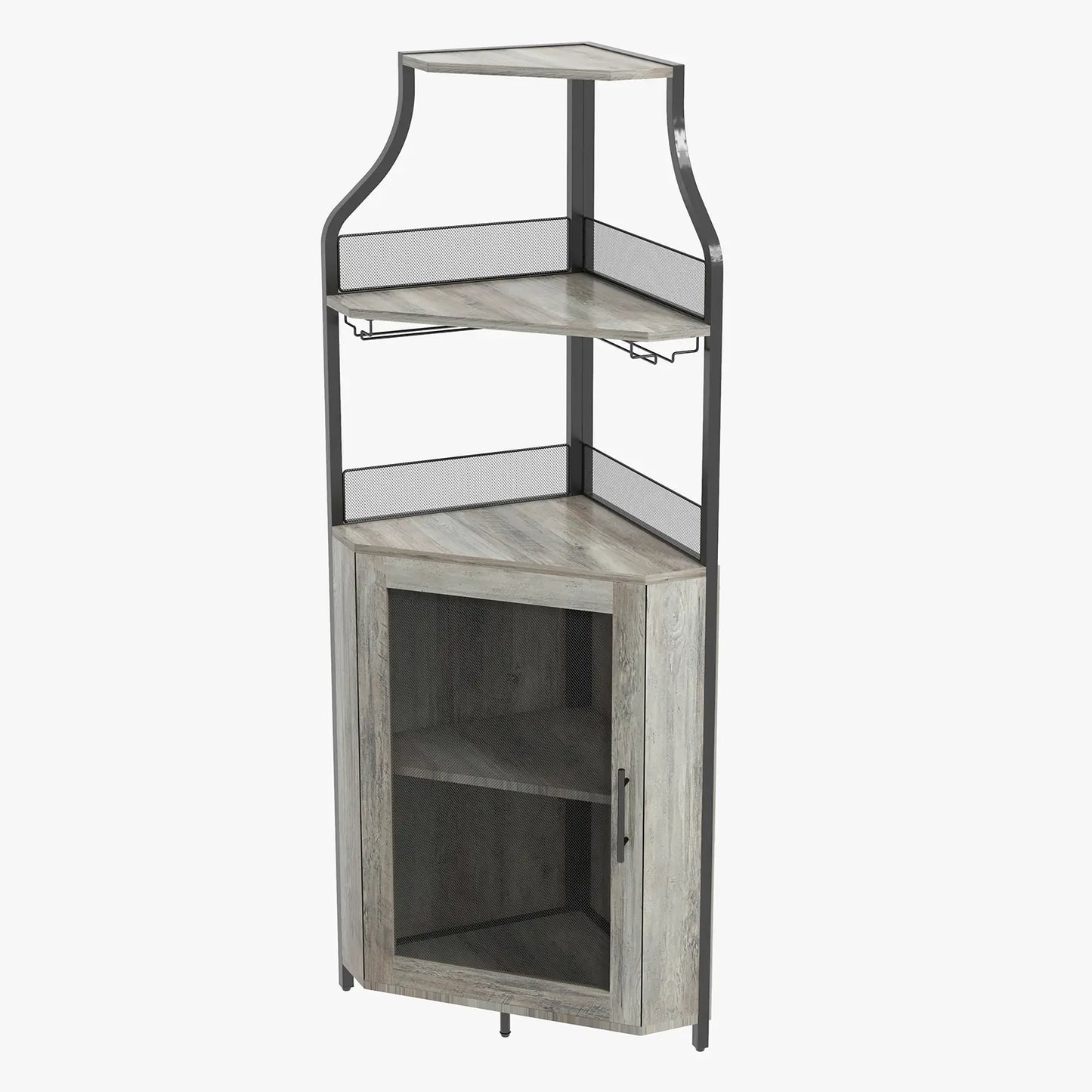 5-Tier L-Shaped Industrial Corner Bar & Liquor Cabinet