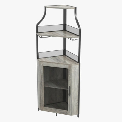 5-Tier L-Shaped Industrial Corner Bar & Liquor Cabinet