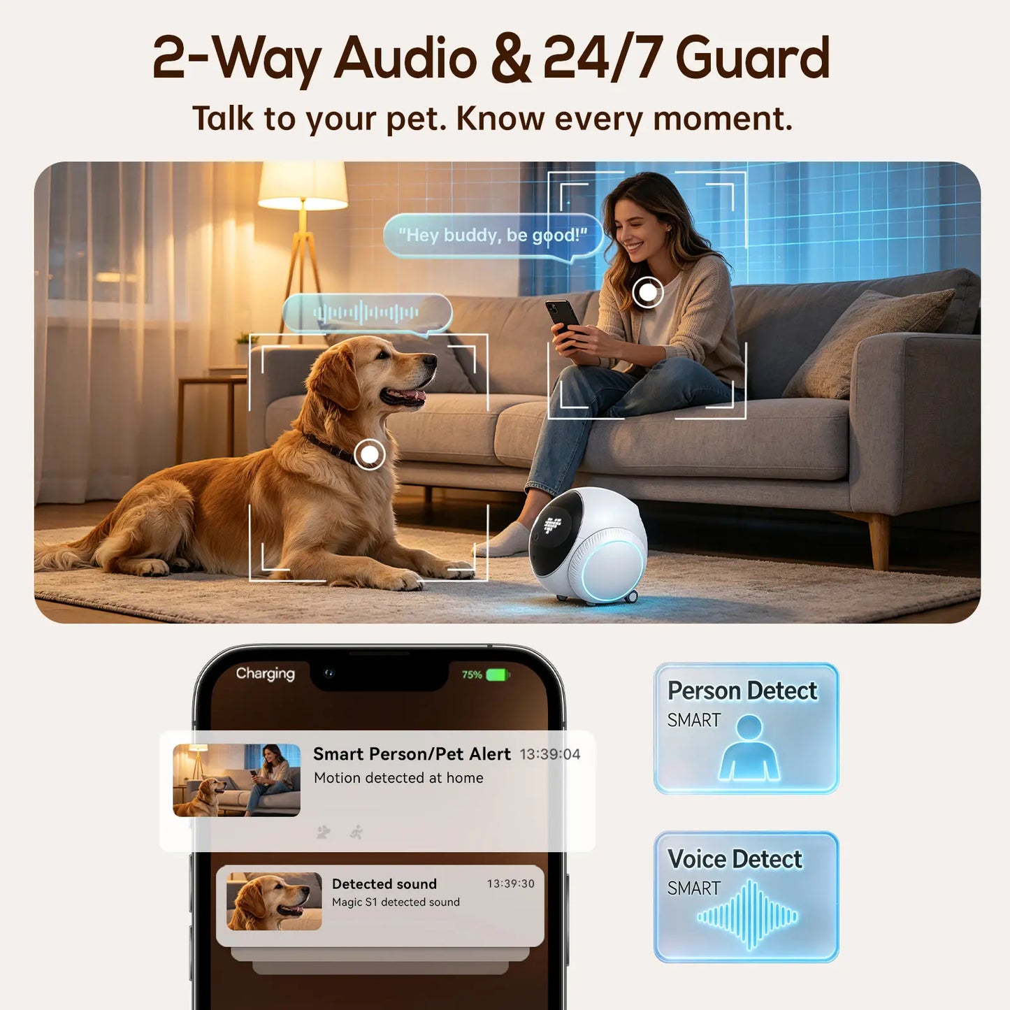 Wireless AI Pet Camera Pal – 1080P Smart Moving Monitor with Tuya Smart App