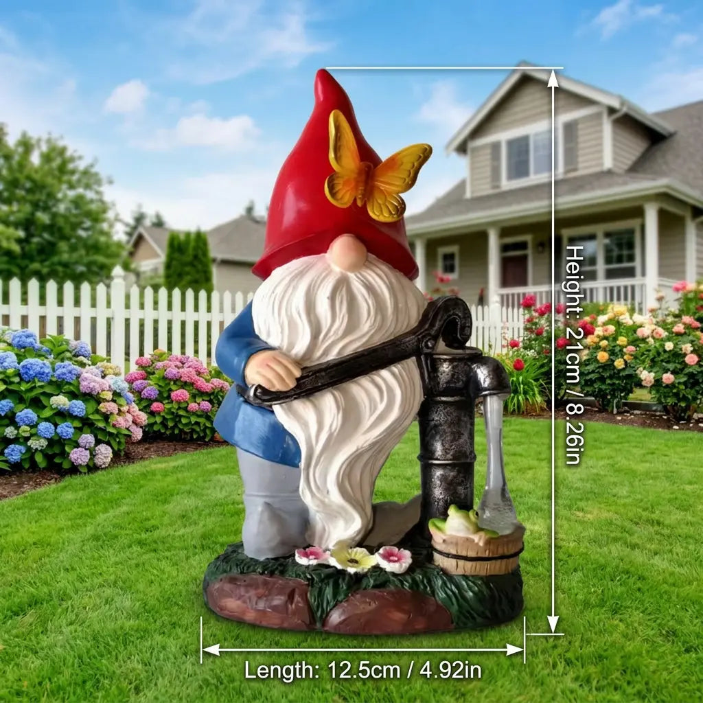Solar-Powered 11" Welcoming Spring Garden Gnome Statue