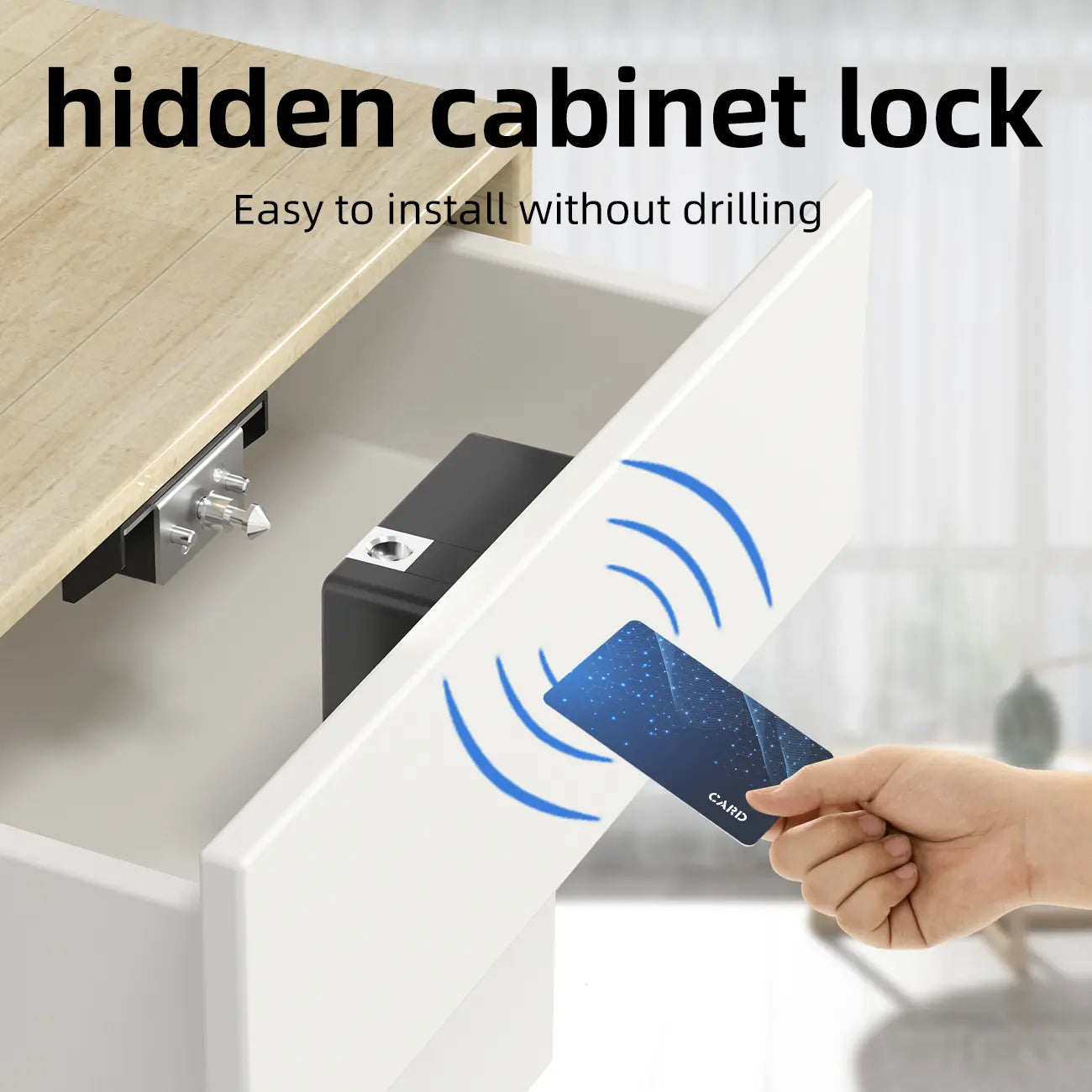 RIXIANG Bluetooth Drawer Lock,Ttlock Works with Google Home & Alexa, Smart Cabinet Locks RFID Hidden Magnetic Lock Locker, for Secret Storage Compartment Furniture,Nfc Wooden Cupboard Wardrobe