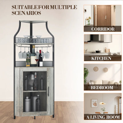 5-Tier L-Shaped Industrial Corner Bar & Liquor Cabinet