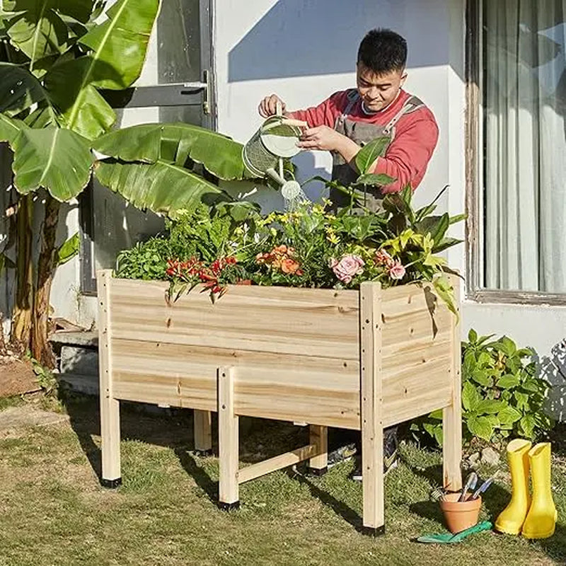 Heavy-Duty Deep-Root Wood Raised Garden Bed Planter