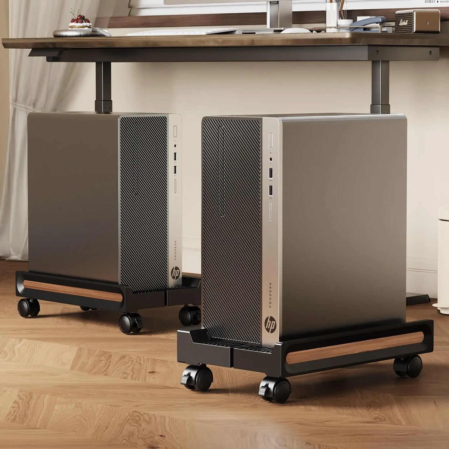 Adjustable Mobile CPU Stand with Locking Swivel Casters