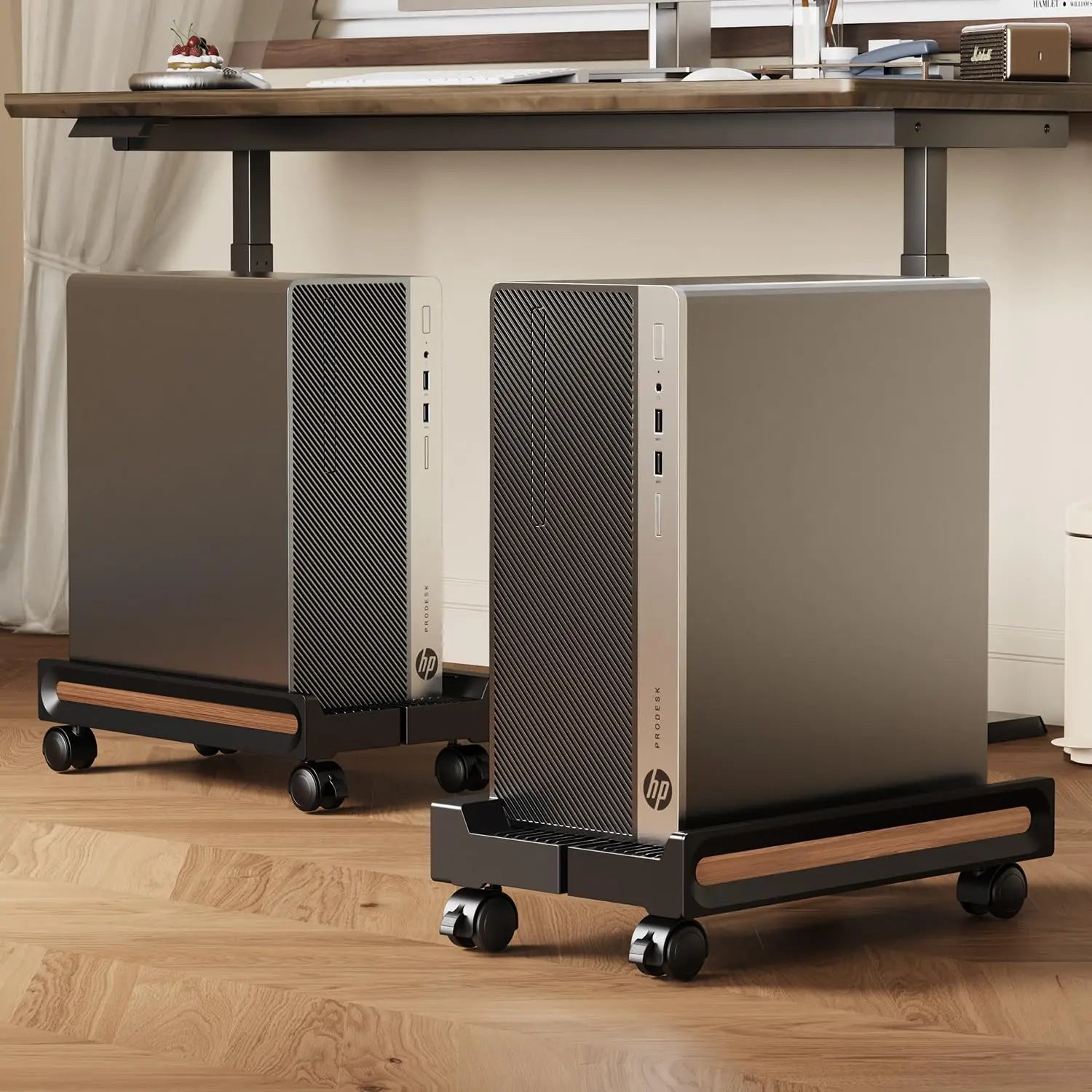 Adjustable Mobile CPU Stand with Locking Swivel Casters