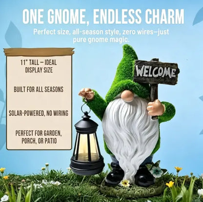 Solar-Powered 11" Welcoming Spring Garden Gnome Statue