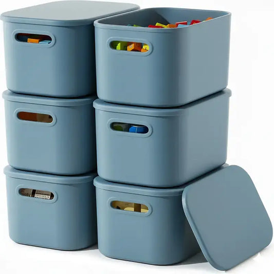 6-Piece Colorful Stackable Desktop Storage Baskets with Lids