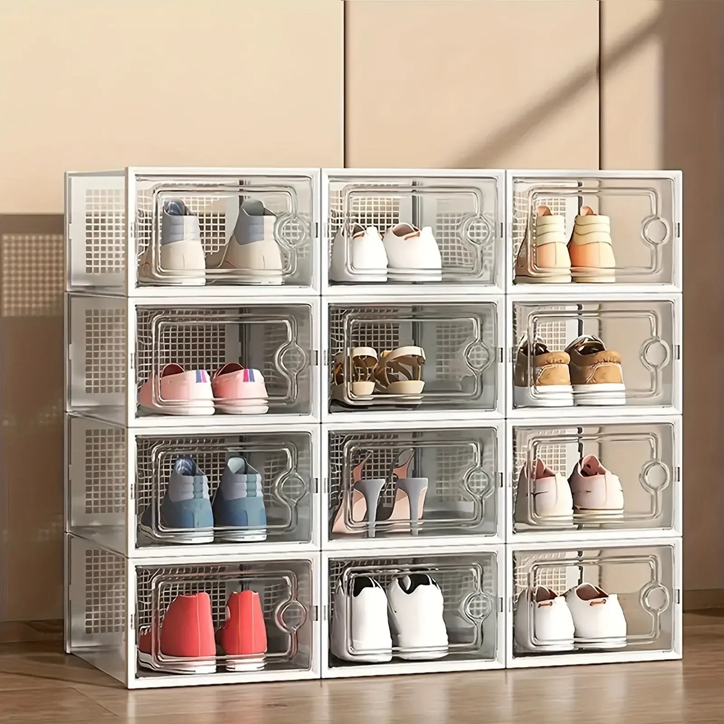 Modular Clear-View Stackable Shoe Drawer & Sneaker Storage System