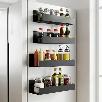 Heavy-Duty No-Drill Magnetic Refrigerator Spice Rack (4-Pack)