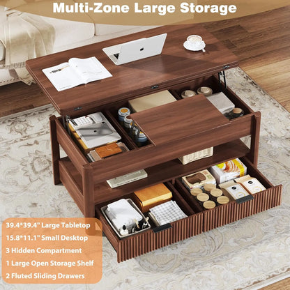 40" Multi-Functional Split Lift-Top Storage Coffee Table