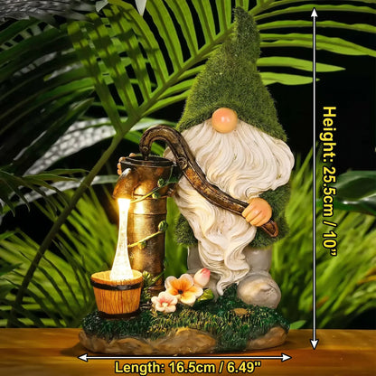 Solar-Powered 11" Welcoming Spring Garden Gnome Statue