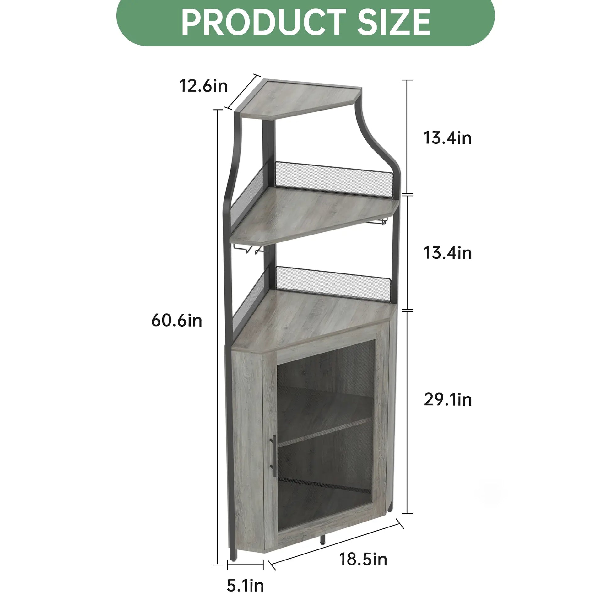 5-Tier L-Shaped Industrial Corner Bar & Liquor Cabinet
