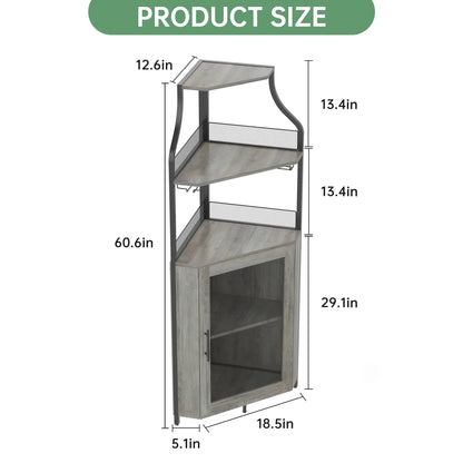 5-Tier L-Shaped Industrial Corner Bar & Liquor Cabinet