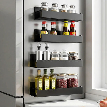 Heavy-Duty No-Drill Magnetic Refrigerator Spice Rack (4-Pack)