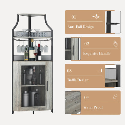 5-Tier L-Shaped Industrial Corner Bar & Liquor Cabinet