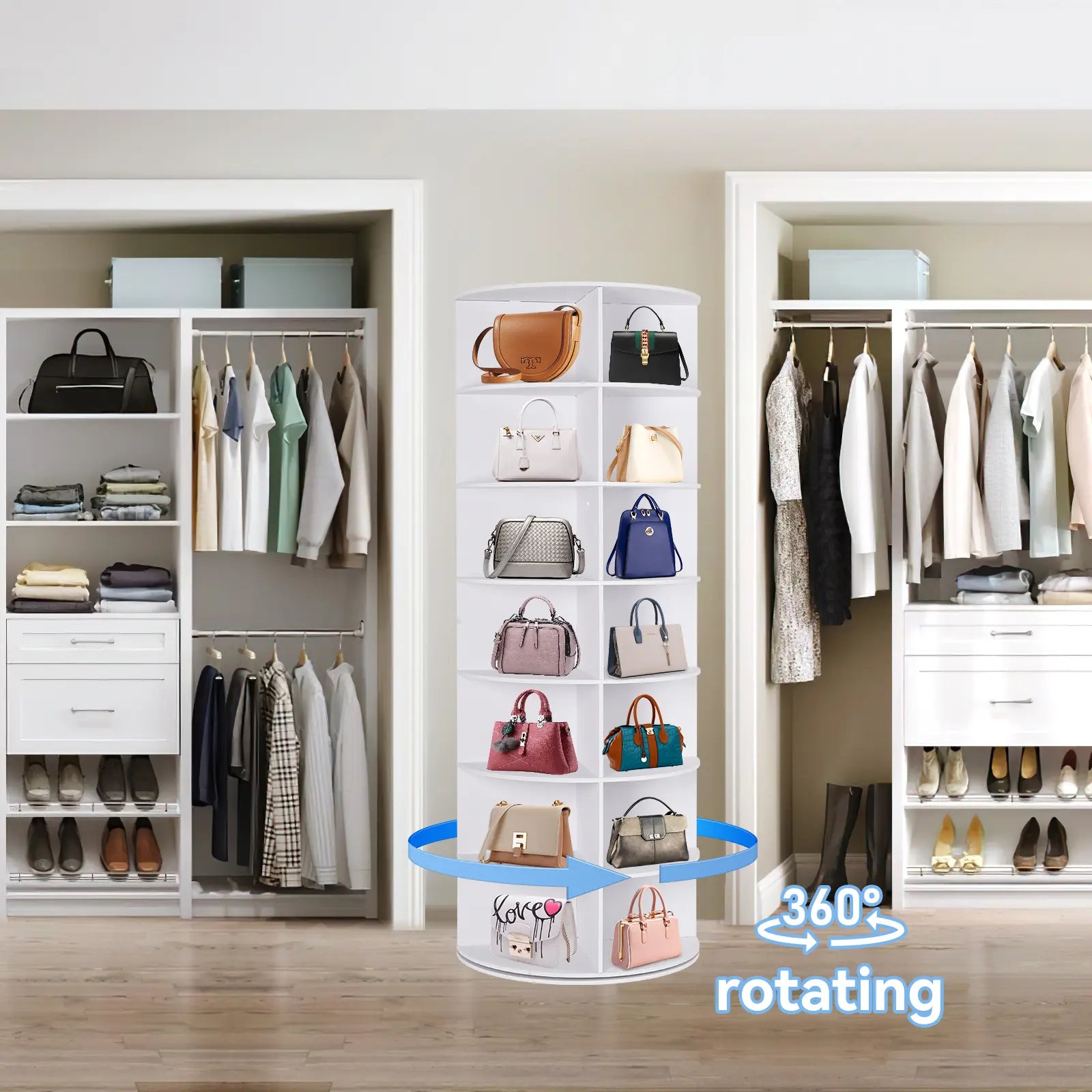 360° Revolving 7-Tier Shoe Tower & Space-Saving Storage Matrix