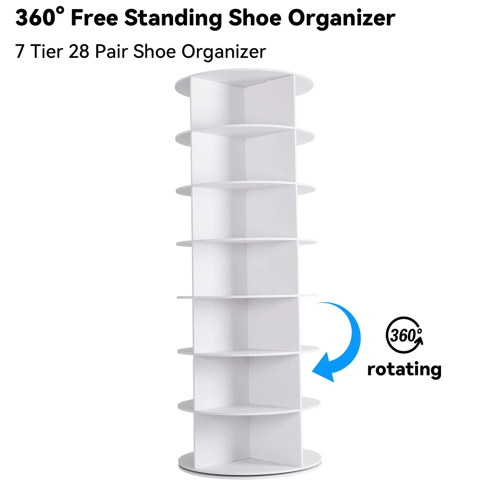 360° Revolving 7-Tier Shoe Tower & Space-Saving Storage Matrix