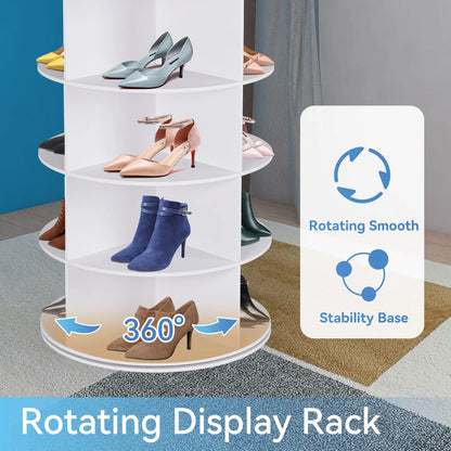 360° Revolving 7-Tier Shoe Tower & Space-Saving Storage Matrix