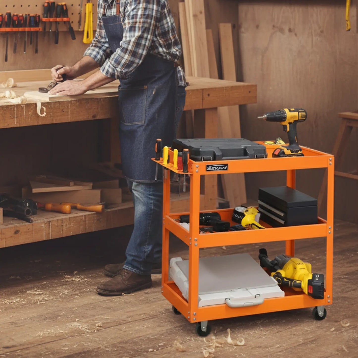Industrial Heavy-Duty 330 lbs Capacity 3-Tier Rolling Utility Cart