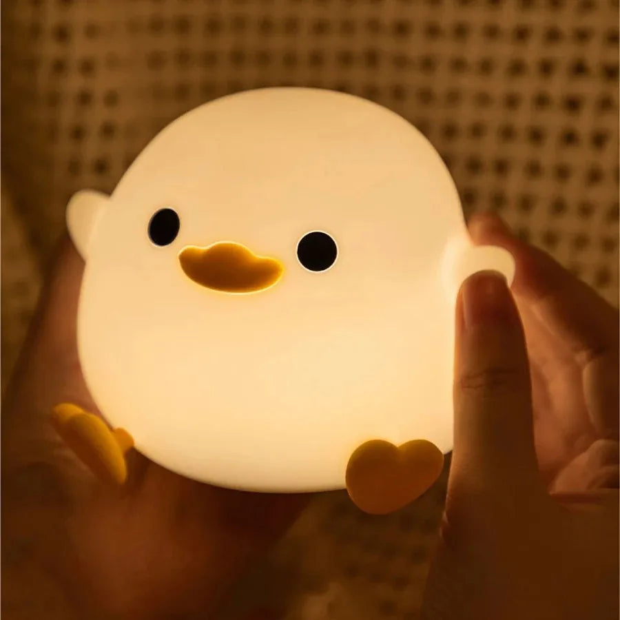 Rechargeable Night Light LED Cartoon Animal Silicone Lamp for Kids Touch Sensor Timer USB Children'S Room Dec