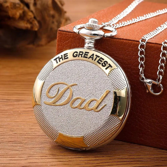 Exquisite Silver and Gold Color Quartz Pocket Watch - Ideal Father's Day and Birthday Gift for Dad, Nostalgic Design