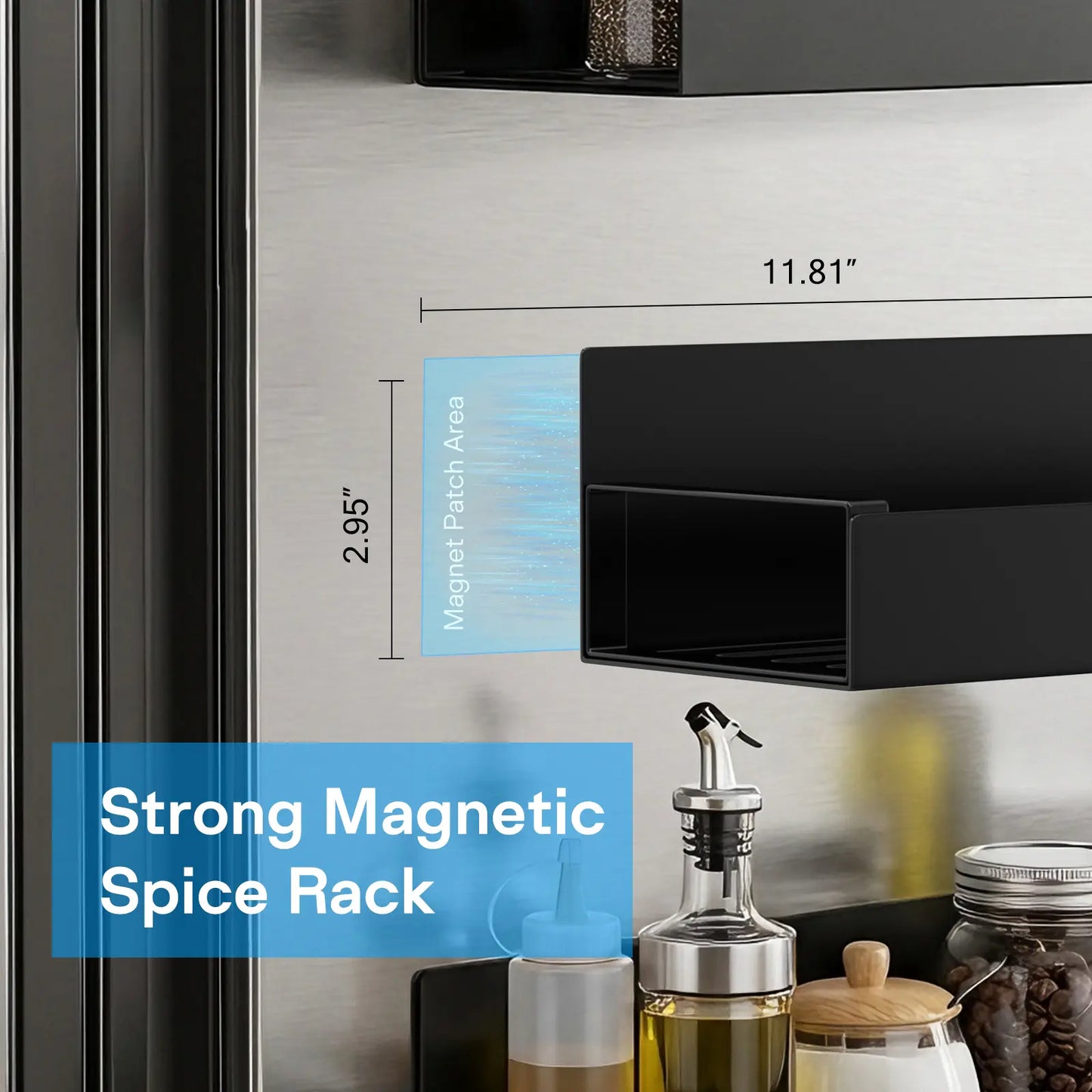 Heavy-Duty No-Drill Magnetic Refrigerator Spice Rack (4-Pack)